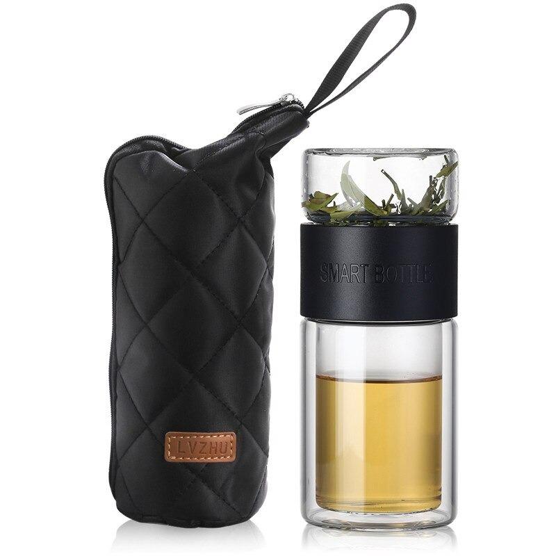 200ml Tea Infuser Glass Water Bottle with Travel Case