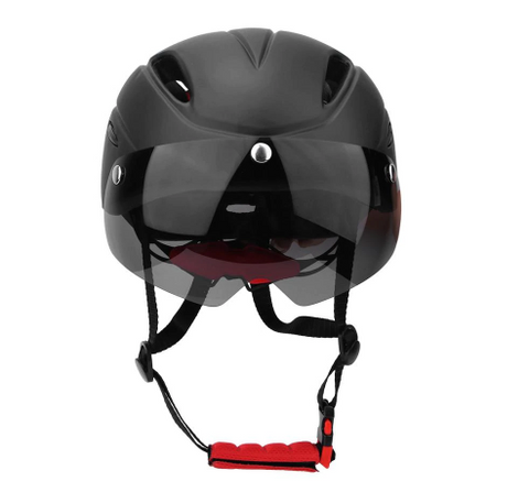 Adjustable Cycle Helmet with Integrated Visor Glasses for Men-Women