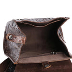 Wax Embosed Leather Travel Backpack for Women