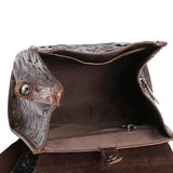 Wax Embosed Leather Travel Backpack for Women