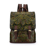 Wax Embosed Leather Travel Backpack for Women